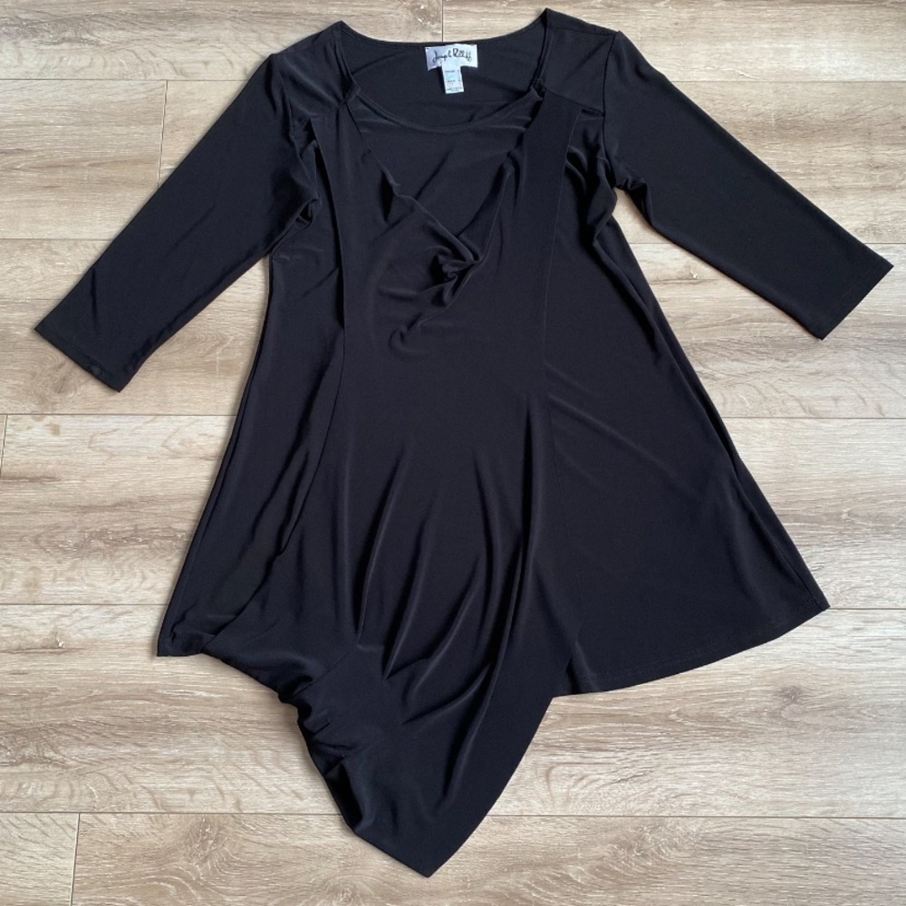 Vintage Joseph Ribkoff tunic dress lagen look wrap style layered dress stretchy